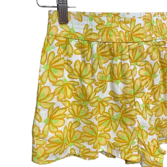 Zara‎ Cream Yellow Retro Floral Pull On Board Shorts Yellow Size XS - Picture 3 of 9